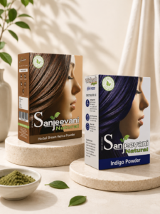 Sanjeevani Natural Herbal Brown Henna Powder + Indigo Powder Combo