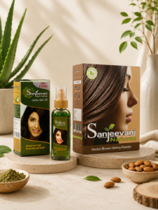 Sanjeevani Natural Herbal Brown Henna Powder + Hair Oil Combo