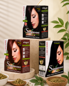 Sanjeevani Natural Herbal Based Brown Henna + Black Henna + Dark Brown Henna Combo