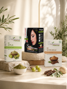 Sanjeevani Natural Herbal Based Black Henna Powder + Amla Powder + Shikakai Powder Combo